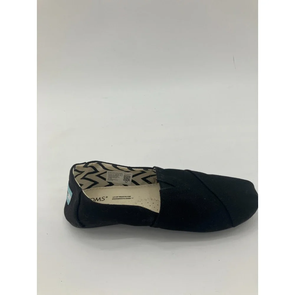 TOMS‎ Alpargata 10017716 Flats Women's US 6 Black Cotton Canvas Slip On Shoes